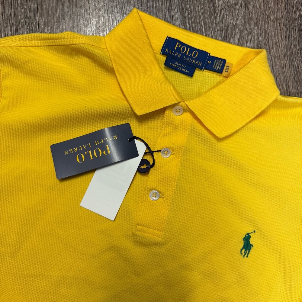 Polo Ralph Lauren Polo Shirt Men’s Medium Classic Yellow Slim Fit Casual $125